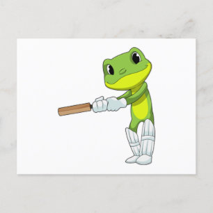 Carte Postale Grenouille au cricket avec batte de cricket