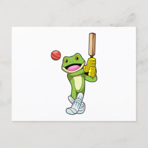 Carte Postale Grenouille au cricket avec chauve-souris de cricke