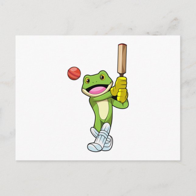 Carte Postale Grenouille au cricket avec chauve-souris de cricke (Devant)