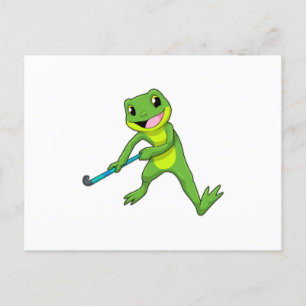 Carte Postale Grenouille au hockey avec une batte de hockey
