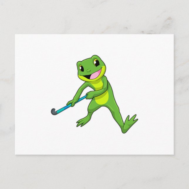 Carte Postale Grenouille au hockey avec une batte de hockey (Devant)