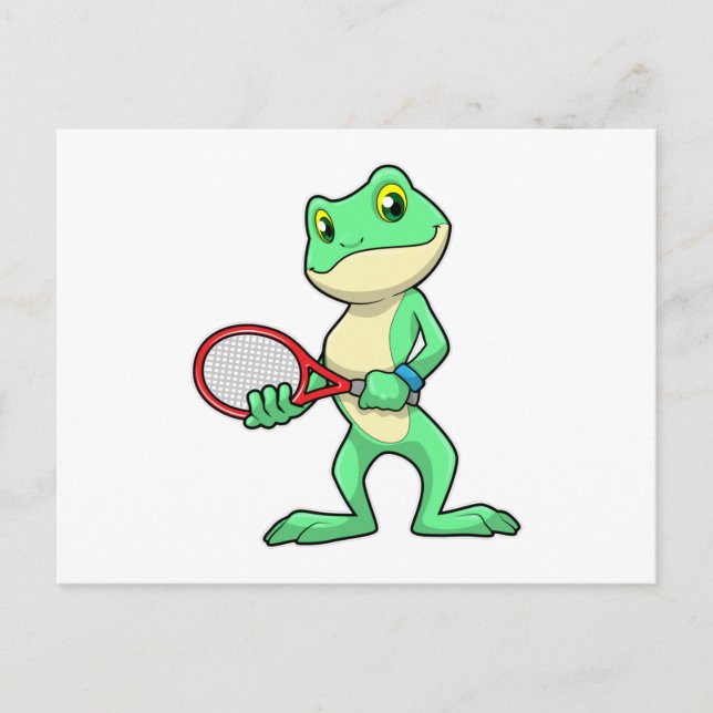 Carte Postale Grenouille au tennis avec raquette de tennis (Devant)