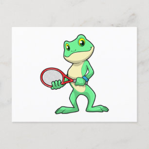 Carte Postale Grenouille au tennis avec une raquette de tennis