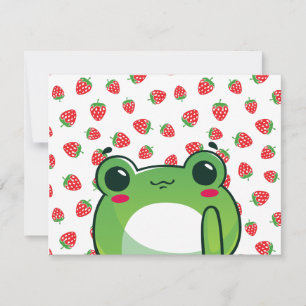 Carte postale Grenouille aux fraises Kawaii