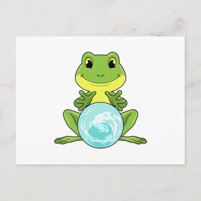 Carte Postale Grenouille avec boule de cristal (Devant)