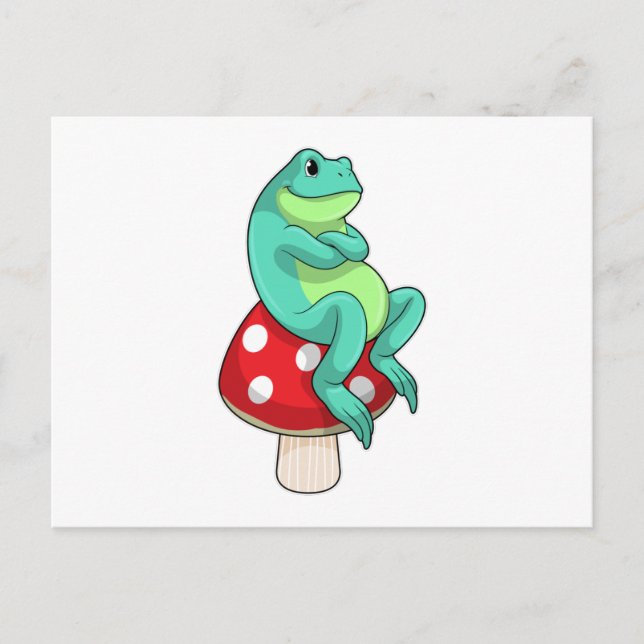 Carte Postale Grenouille avec champignon (Devant)