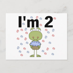 Carte Postale Grenouille avec Cupcake 2e chemises d'anniversaire