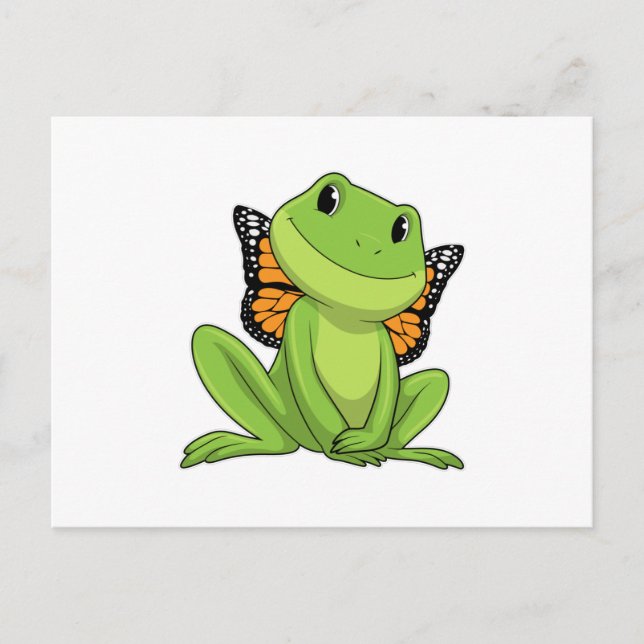 Carte Postale Grenouille avec papillon (Devant)