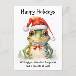 Carte Postale Grenouille avec Santa Hat Joyeuses Fêtes