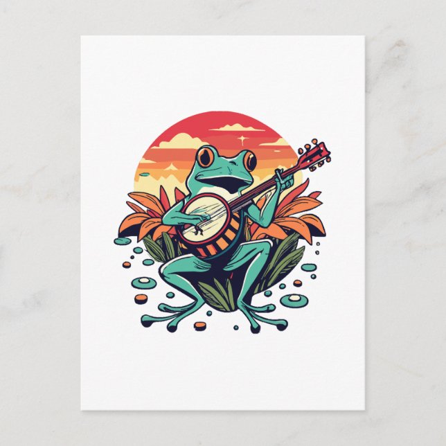 Carte Postale Grenouille banjo (Devant)