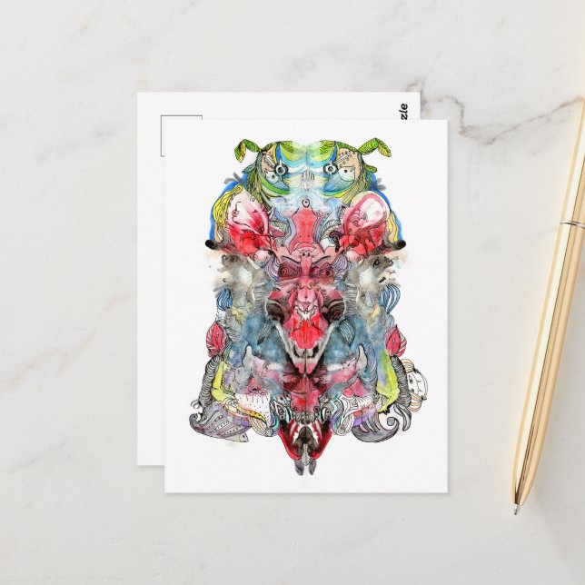 Carte Postale Grenouille, Chèvre, Oeil et fantaisie (Devant/Arrière en situation)