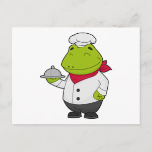 Carte Postale Grenouille cuisinier avec plat