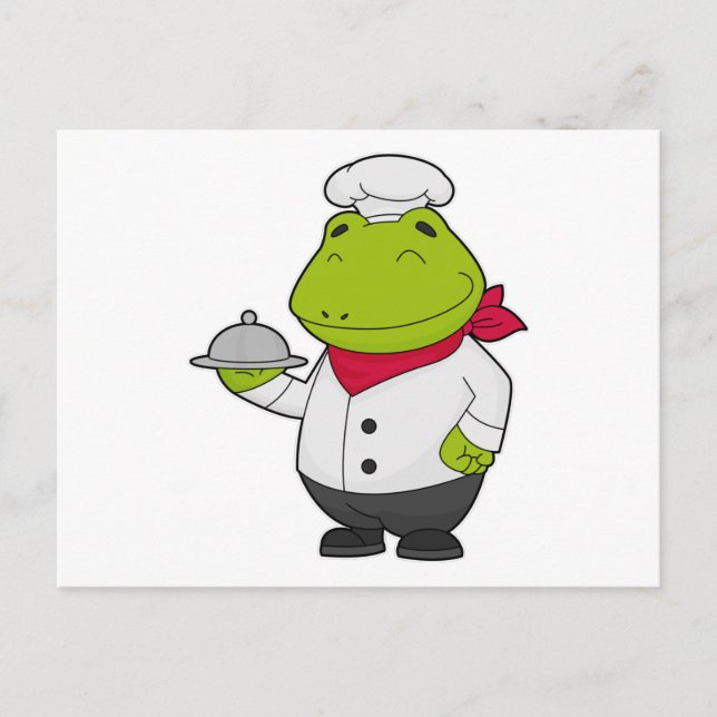 Carte Postale Grenouille cuisinier avec plat (Devant)