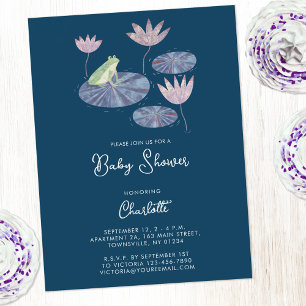 Carte Postale Grenouille dans un étang Lily Baby shower Invitati