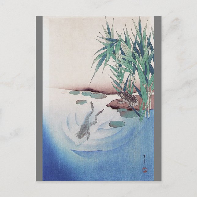 Carte Postale Grenouille dans un étang, Watanabe Seitei (Devant)