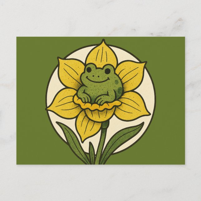 Carte Postale Grenouille dans une grenouille de jonquille        (Devant)
