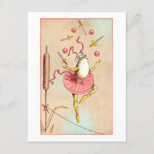 Carte Postale Grenouille de cirque vintage en jonglage