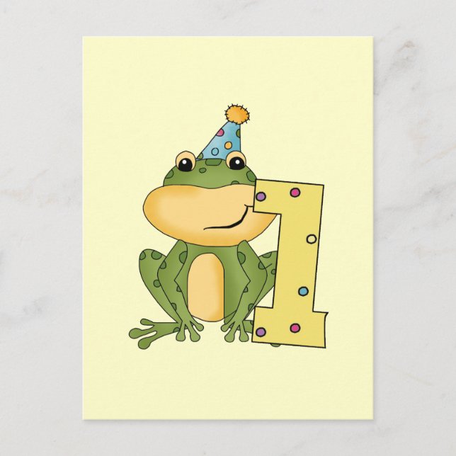 Carte Postale Grenouille de fête 1er anniversaire T-shirts et ca (Devant)