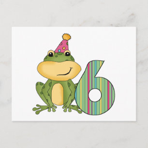 Carte Postale Grenouille de fête 6e anniversaire T-shirts et cad