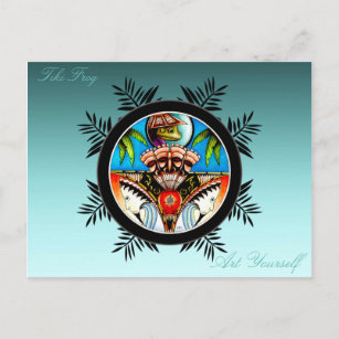 Carte Postale Grenouille de tatouage Tiki