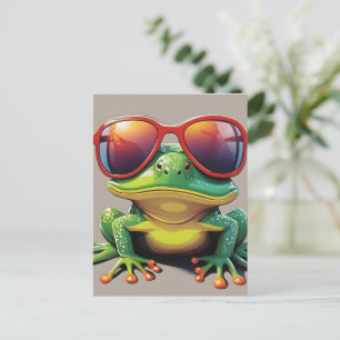 Carte Postale Grenouille drôle avec lunettes de soleil