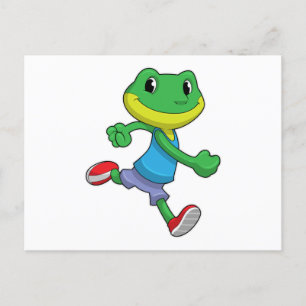 Carte Postale Grenouille en coureur à la course