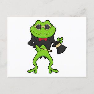 Carte Postale Grenouille en magicien avec baguette magique & Cas