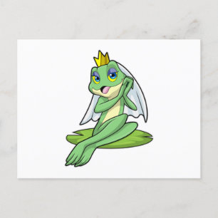 Carte Postale Grenouille en mariée au mariage avec couronne