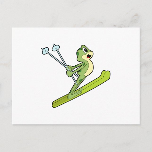 Carte Postale Grenouille en sauteur à ski avec Ski.PNG (Devant)