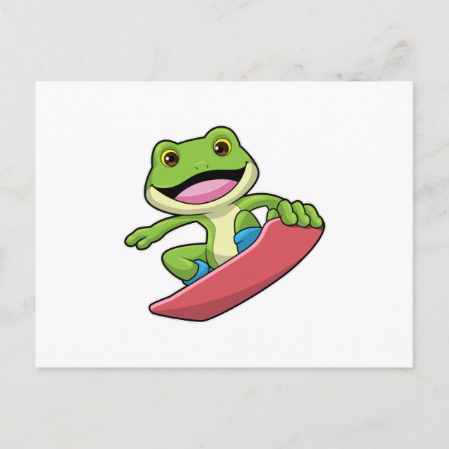 Carte Postale Grenouille en snowboardeur avec snowboard (Devant)