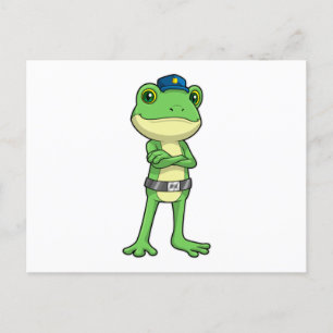Carte Postale Grenouille en tant qu'agent de police avec casquet