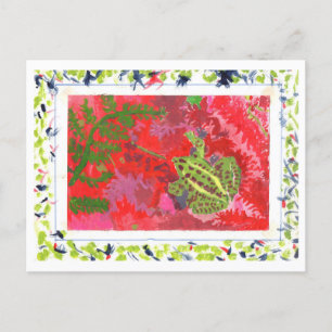 Carte Postale Grenouille en tourbière rouge dans le cadre peint