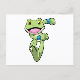 Carte Postale Grenouille en train de courir avec un bandeau de s