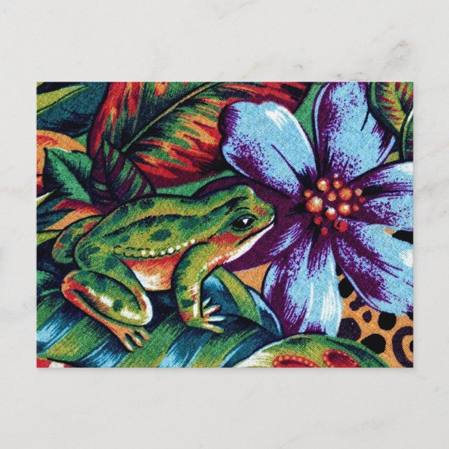 Carte Postale Grenouille et fleurs 2 (Devant)