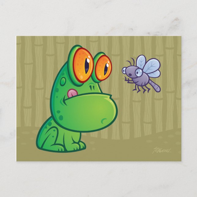 Carte Postale Grenouille et libellule (Devant)