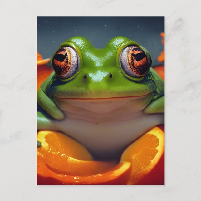 Carte postale Grenouille et Oranges (Devant)