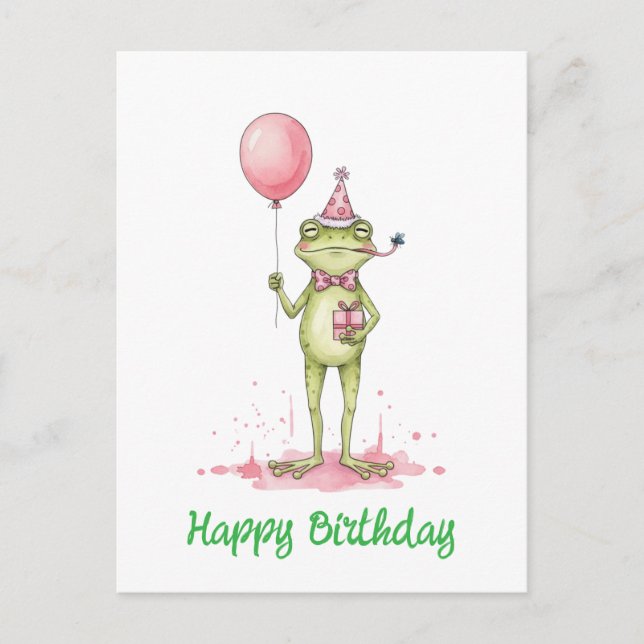 Carte Postale Grenouille fantaisiste avec fête d'anniversaire de (Devant)