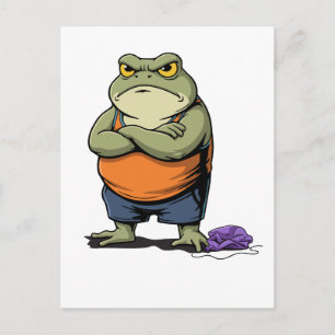 Carte Postale Grenouille grincheuse dessin animé drôle