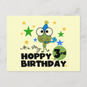 Carte Postale Grenouille-Hoppy 3e Anniversaire Tshirts et cadeau