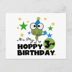 Carte Postale Grenouille-Hoppy 3e Anniversaire Tshirts et cadeau