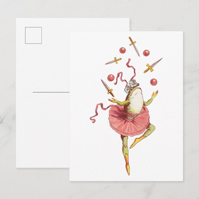 Carte Postale Grenouille jongleuse (Devant / Derrière)