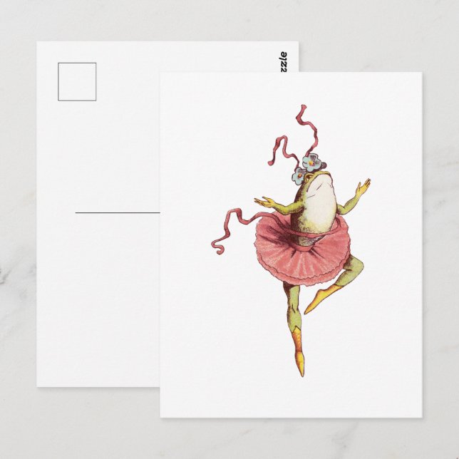 Carte Postale Grenouille jongleuse, illustration d'animal drôle  (Devant / Derrière)
