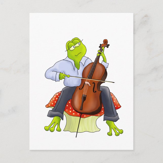 Carte Postale Grenouille Joue Cello (Devant)