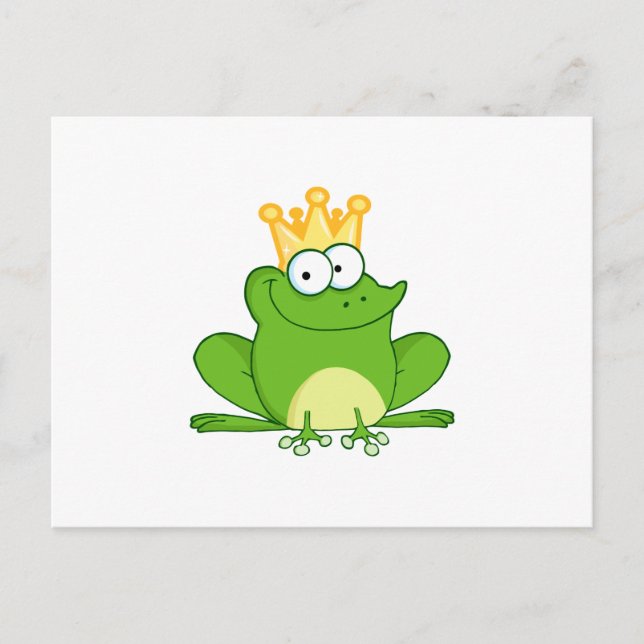 Carte Postale Grenouille King Grenouille Couronne Green Cute Car (Devant)