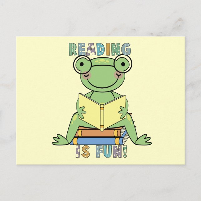 Carte Postale Grenouille - La lecture est amusante Tshirts et ca (Devant)