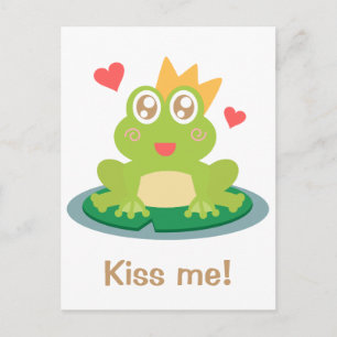 Carte Postale Grenouille mignonne aux yeux scintillants et à la 