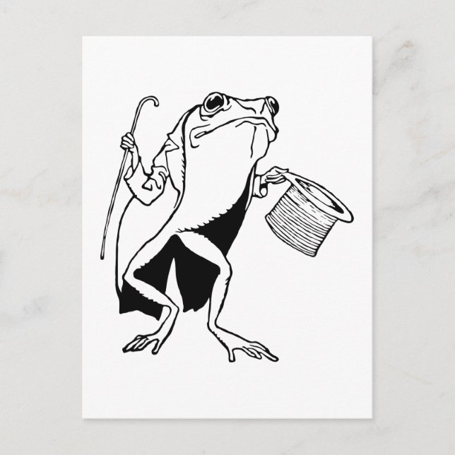 Carte Postale Grenouille noire et blanche Vintage rétro (Devant)
