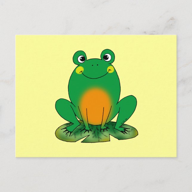 Carte Postale Grenouille souriante sur Lily Pad Design (Devant)