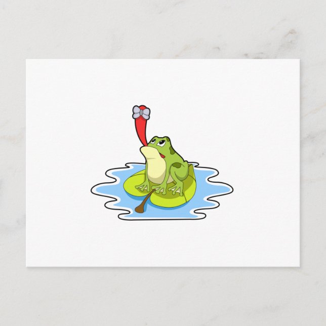Carte Postale Grenouille sur feuille avec insecte (Devant)