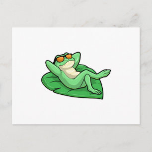 Carte Postale Grenouille sur la feuille avec lunettes de soleil
